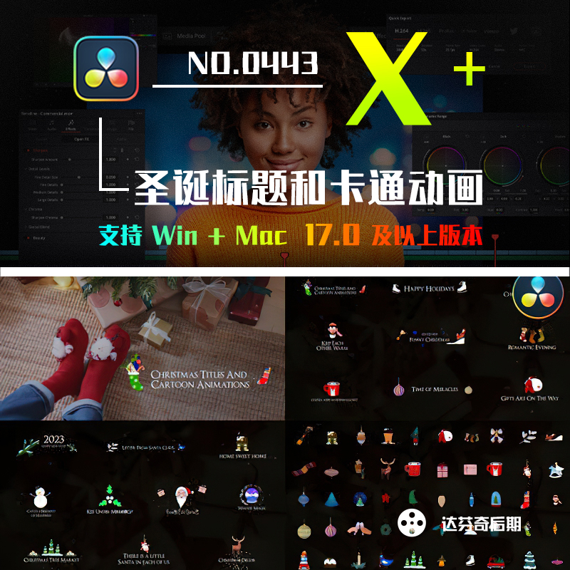 0443_达芬奇圣诞标题卡和通动画Christmas Titles Cartoon Animations