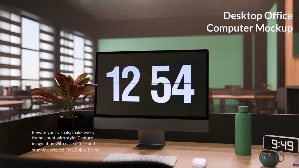 0895_达芬奇模视频板桌面办公电脑模型Desktop Office Computer Mockup