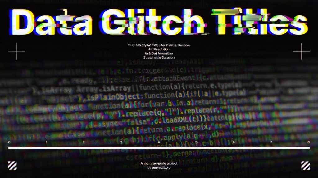 0934_达芬奇15款数字故障干扰文字标题 Data Glitch Titles