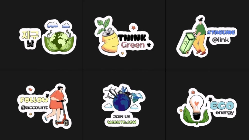 1106_达芬奇手绘的生态环保主题手绘贴图动画标题 Ecology Stickers