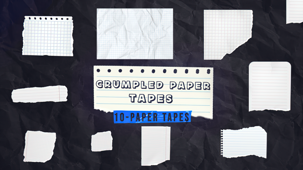 1203_达芬奇模板皱巴巴纸张胶带元素弹出显示 Crumpled Paper Tapes