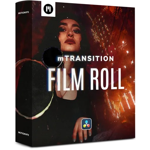 1074_达芬奇插件MotionVFX mTransition Film Roll 电影胶片复古转场