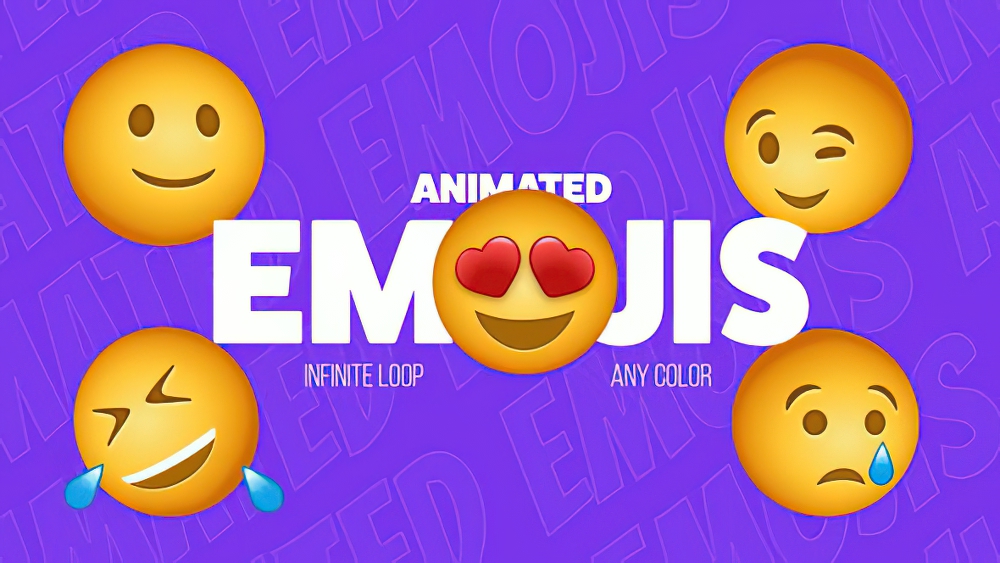 0797_达芬奇5款活力微笑爱哭泣眨眼动画表情符号包Animated Emoji Pack