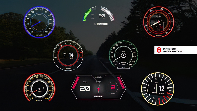 0367_达芬奇8款汽车摩托车车表速度表HUD抬头显示素材包 Speedometer