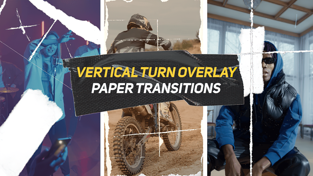 1042_达芬奇垂直竖屏撕纸纹理污垢过渡Vertical Rip Paper Transitions