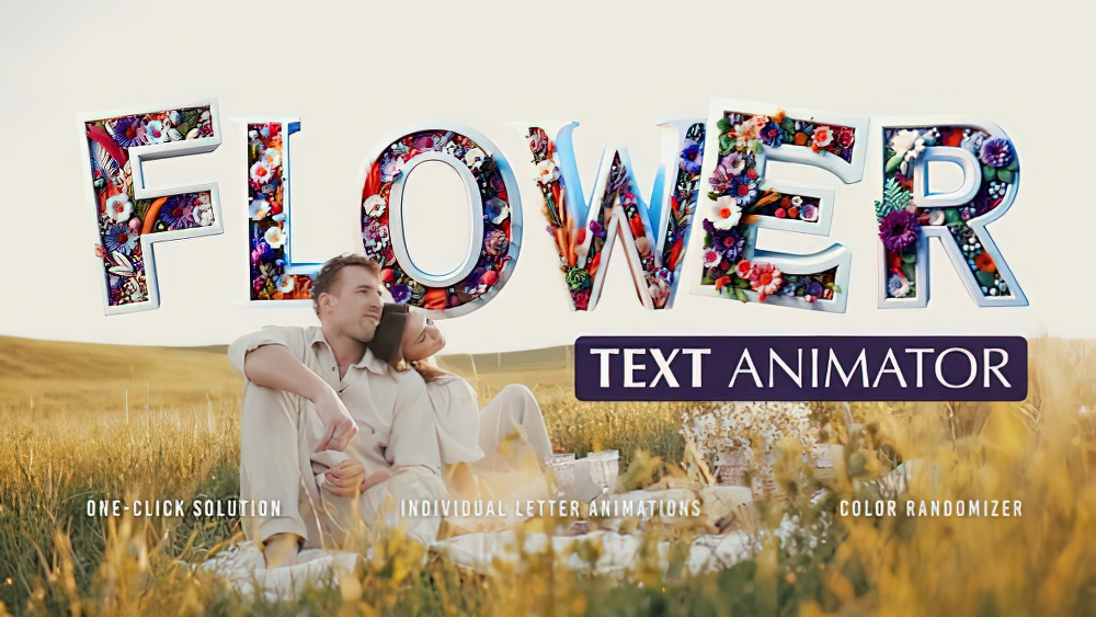 1025_达芬奇插件3D花朵干草组成花卉雕刻婚礼动画文本 Flower Titles