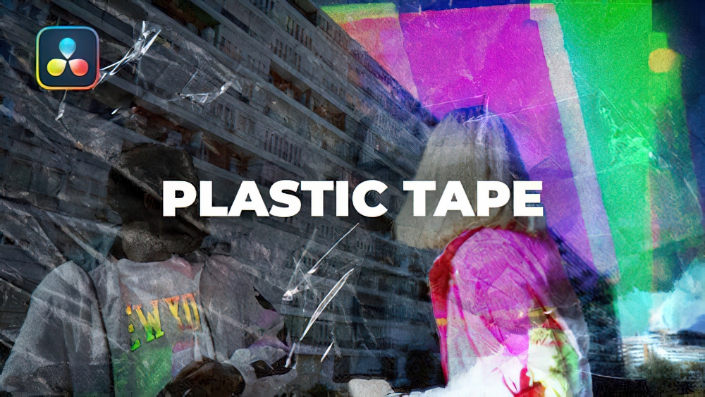 0768_达芬奇转场塑料胶带撕纸拼贴损坏过渡 Plastic Tape Transitions