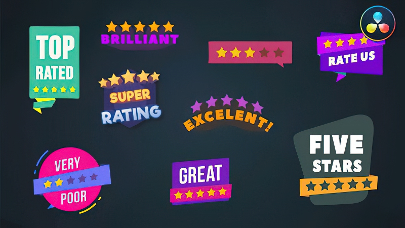 0338_达芬奇卡通元素评价五星级评级徽章Five Stars Rating Badges