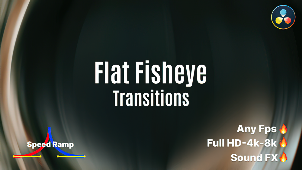1243_达芬奇模板专业鱼眼风格转场特效果后期制作平滑过渡 Flat Fisheye