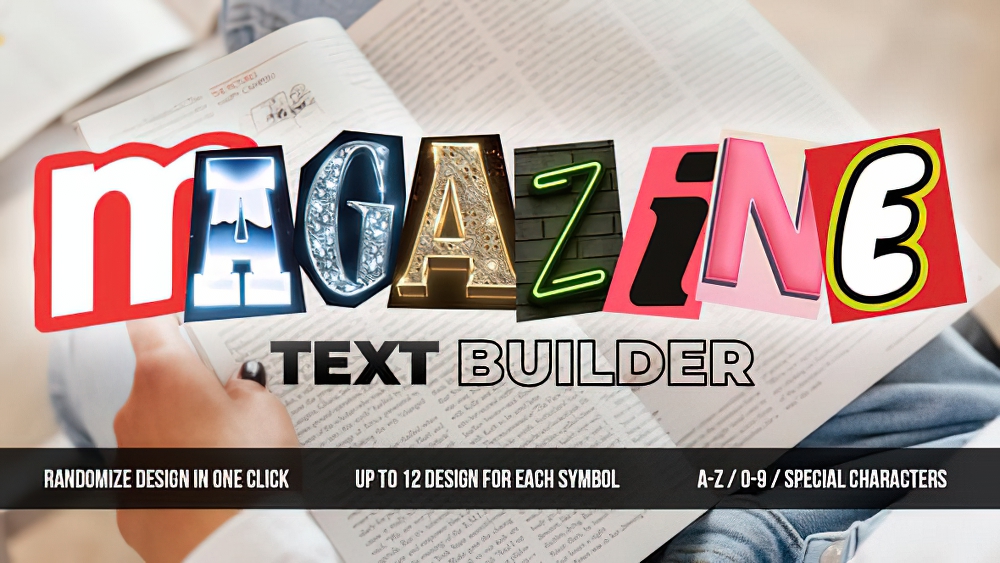 0970_达芬奇插件卡通剪切字母杂志文本生成器 Magazine Text Builder