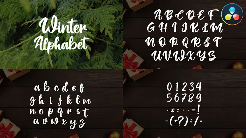 0445_达芬奇字幕圣诞派对风格节日动画字母文本标题Christmas Alphabet