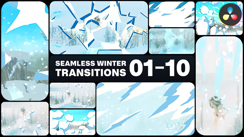 0421_达芬奇转场模板无缝冬季冰雪过渡 Seamless Winter Transitions