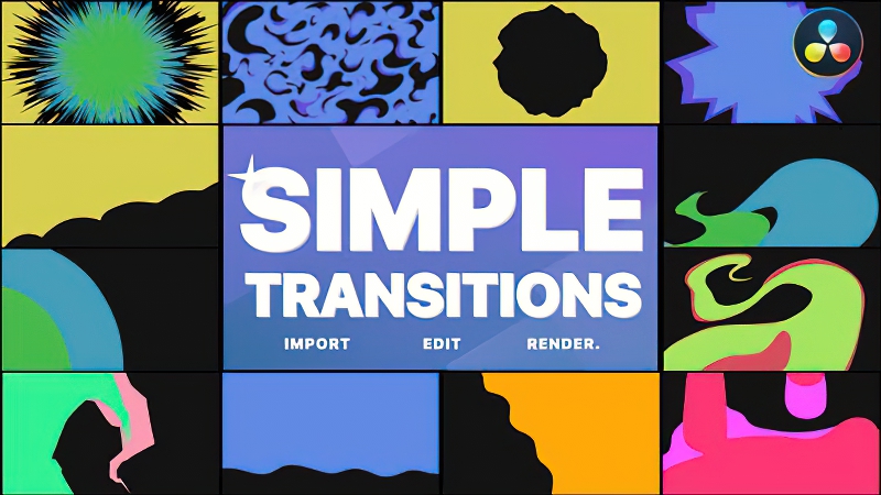 0544_达芬奇转场简单创意动画彩色过度模板 Simple Transitions