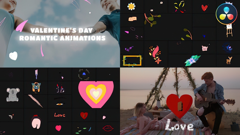 0485_达芬奇模板情人节浪漫动画鲜花爱心可爱卡通元素 Valentine’s Day
