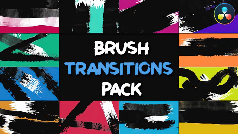 0549_达芬奇转场卡通手绘丙烯颜料画笔笔刷过渡 Brush Transition