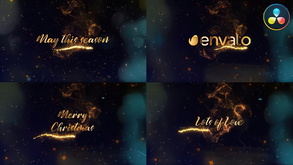 0684_达芬奇模板高端魔法金色粒子动画文字模板Christmas Magic Wishes