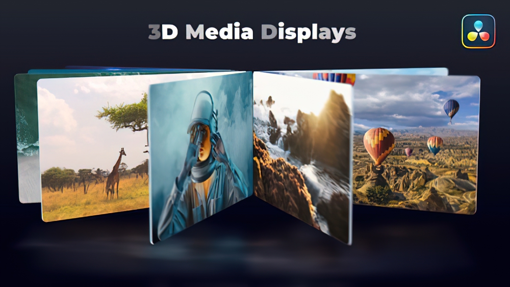 1080_达芬奇模板3D卡片动画旋转幻灯片 3D Media Displays