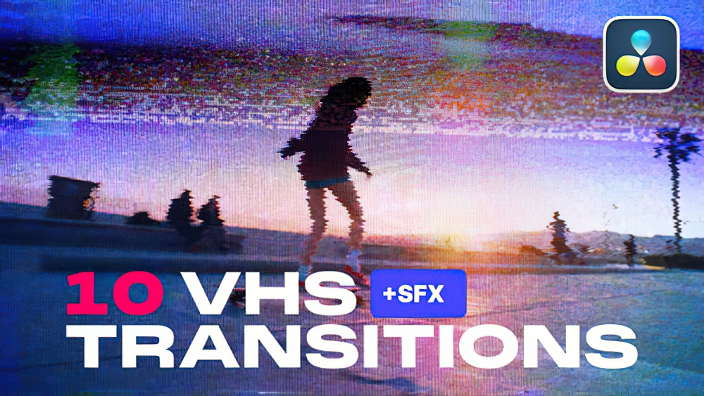 0667_达芬奇10款复古漏光雪花坏电脑胶片损坏覆盖转场 VHS Transitions