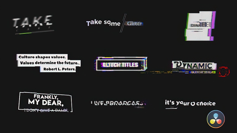 0200_达芬奇标题9款现代不良信号rgb拆分故障失真文本Glitch Titles