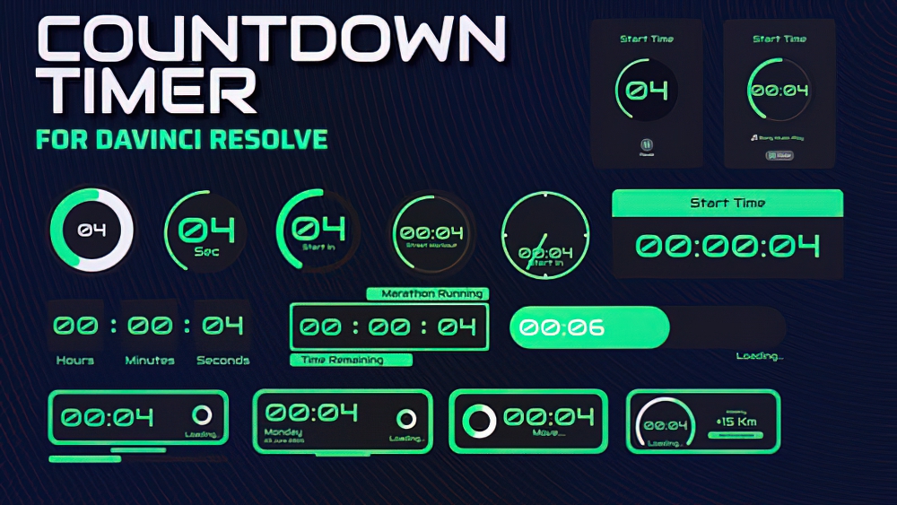 1081_达芬奇插件体育运动数字时钟时间倒数计时器工具 Countdown Timer