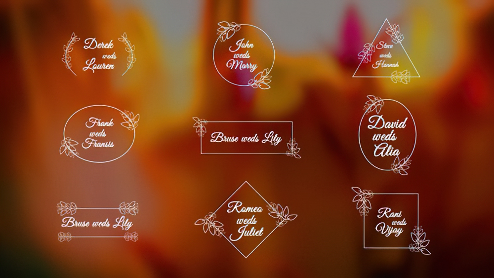 0579_达芬奇字幕浪漫婚礼复古徽章文字动画排版标题 Wedding Titles