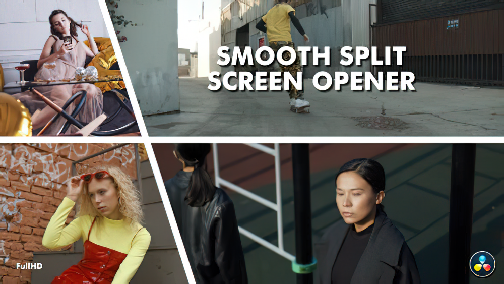 0823_达芬奇平滑分屏多画面定格动画开场白Smooth Split Screen Opener