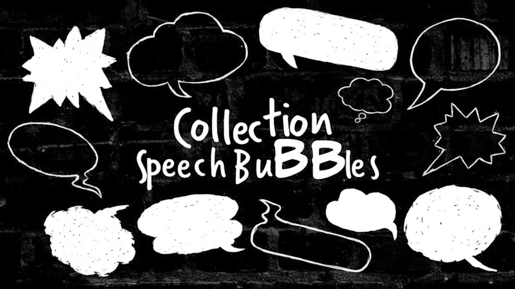 1321_达芬奇模板手绘涂鸦粉笔素描风格气泡对话框 Collection Speech