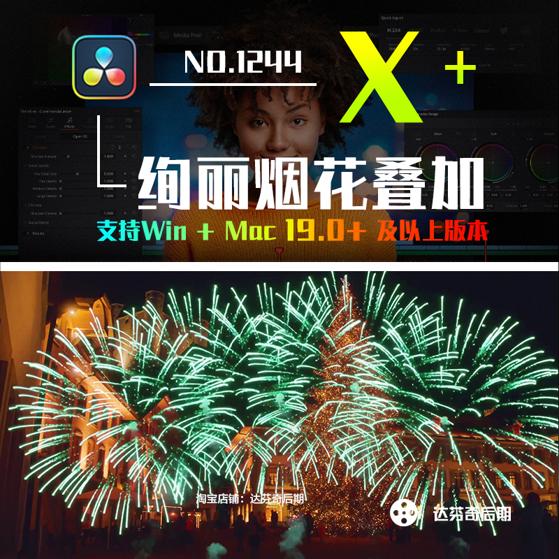 1244_达芬奇木模板绚丽烟花叠加素材包庆典烟花特效Colorful Fireworks
