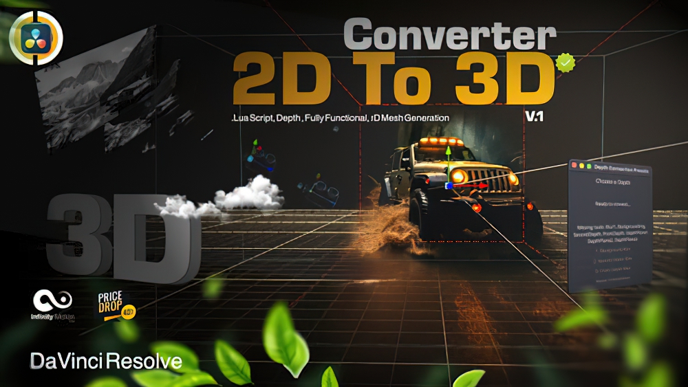 1170_达芬奇插件电影终极2D转3D图像动态景深视差透视效果 Convert 2D