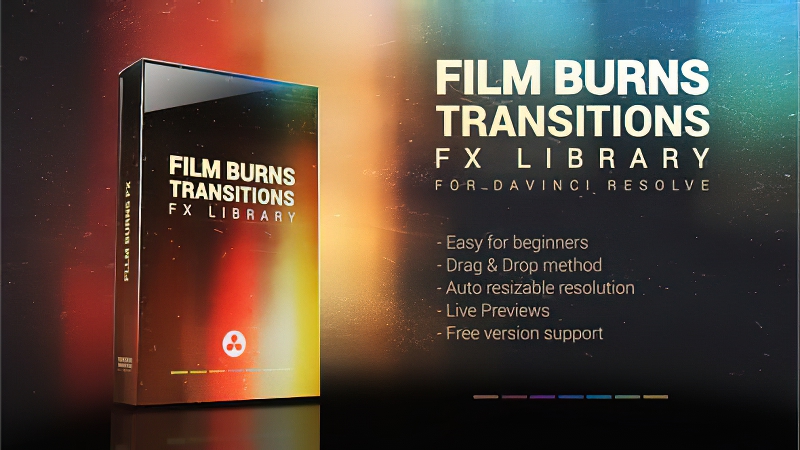 0294_达芬奇模板电影漏光耀斑光效转场过渡FX包Film Burns Transitions