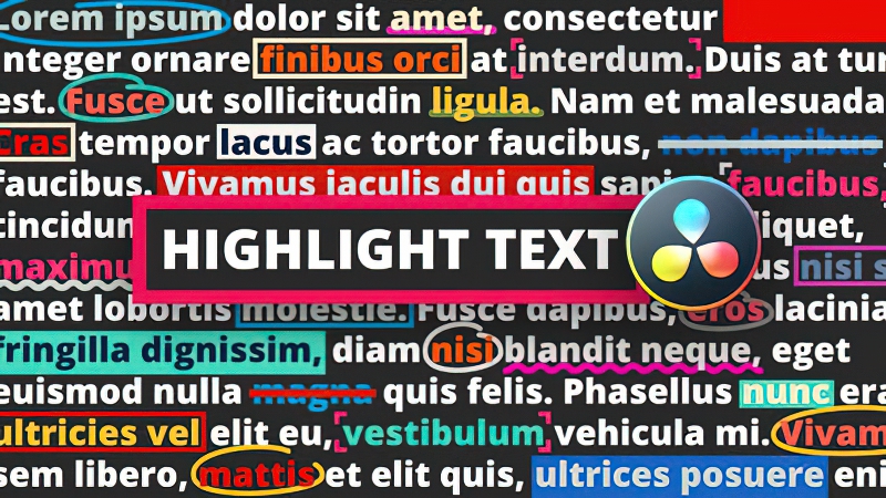 0196_达芬奇DaVinci Resolve 疯狂弹幕突出显示文本Highlight Text