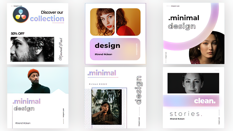 0412_达芬奇视频模板6个现代极简主义方形帖子Modern Minimalist Posts