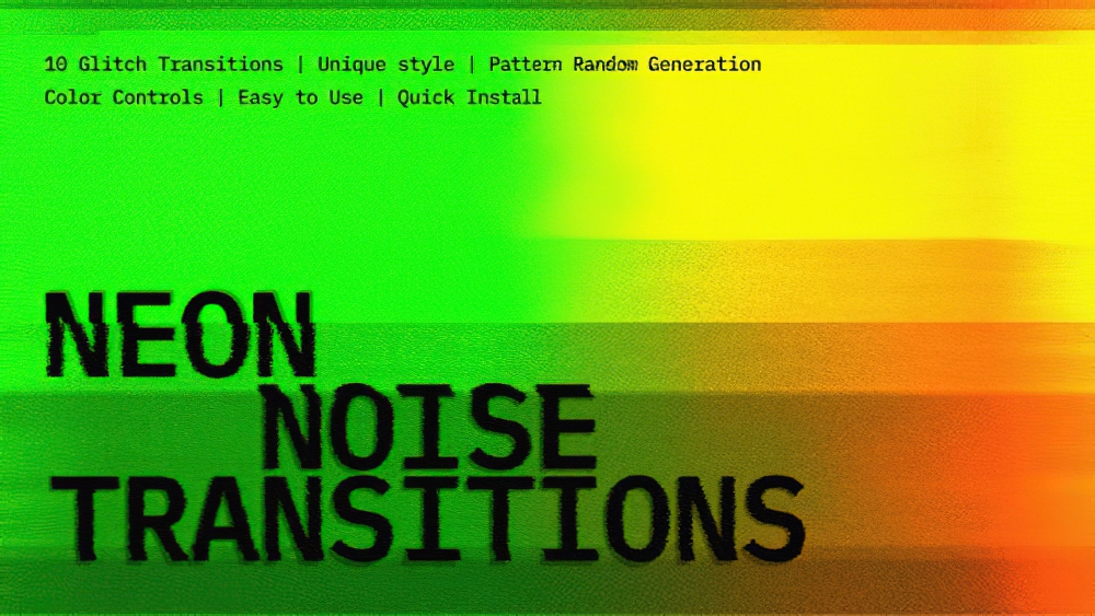 0901_达芬奇转场10款霓虹灯噪点故障风格过渡 Neon Noise Transitions