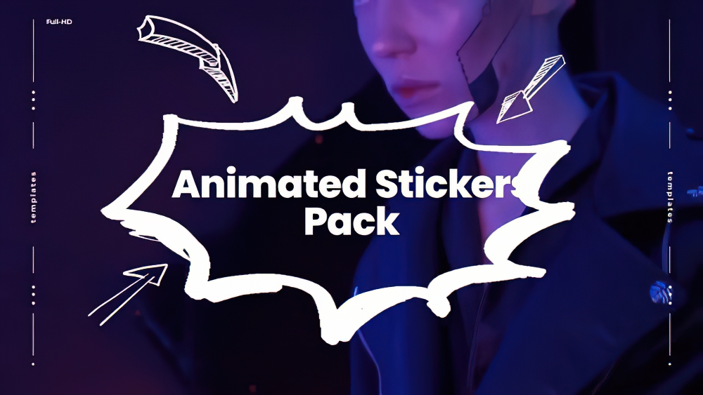 0900_达芬奇卡通风格动画箭头气泡圆圈画笔涂鸦元素 Animated Stickers