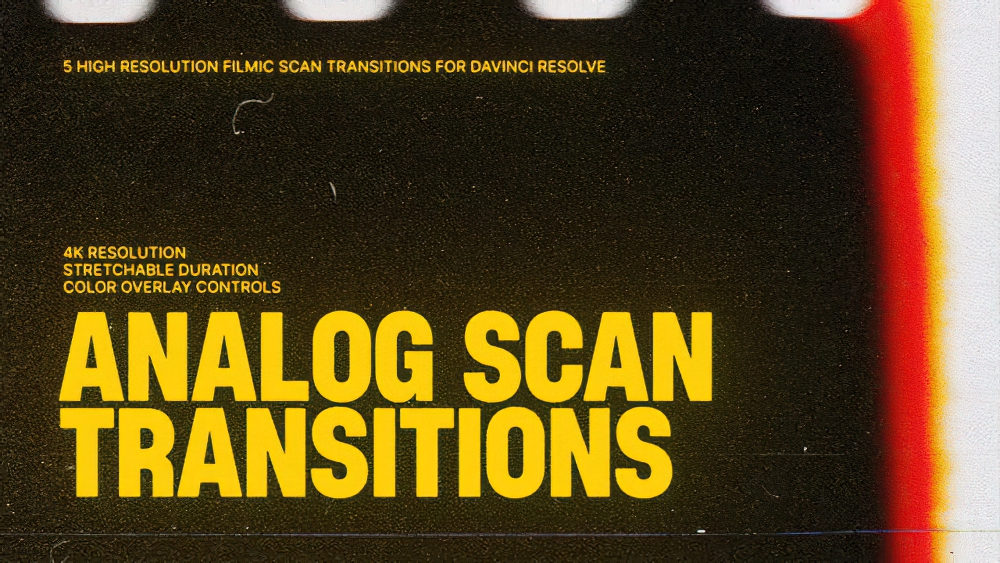 0915_达芬奇5款电影胶片扫描污点噪点漏光转场Analog Scan Transitions