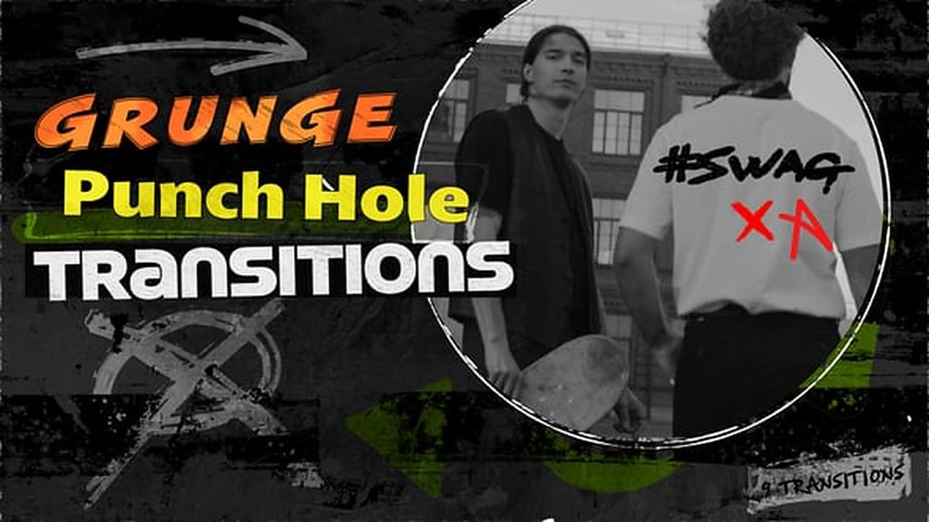 1359_达芬奇模板手绘草图叠加复古粗糙打孔转场过渡 Grunge Punch Hole