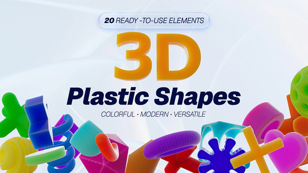 1383_达芬奇模板3D立体塑料胶片几何图形动态元素 3D Plastic Shapes