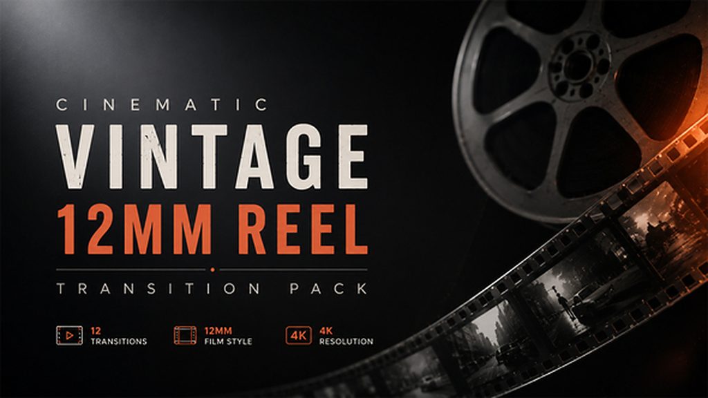 1393_达芬奇复古12mm电影胶片边框光效叠加视频转场 Cinematic Vintage 12mm Reel Trans