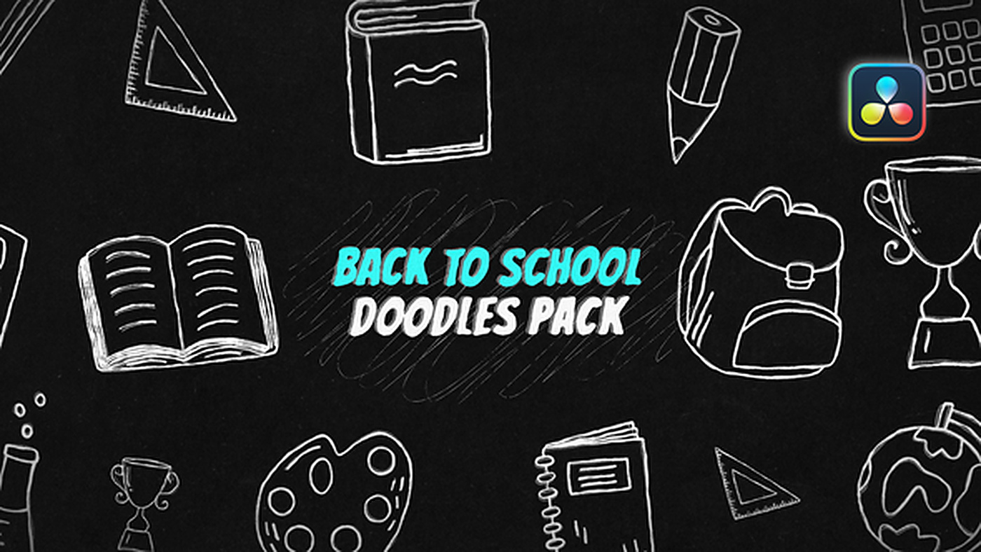 1394_达芬奇模板创意素材视频模板 Back to School Doodles Pack