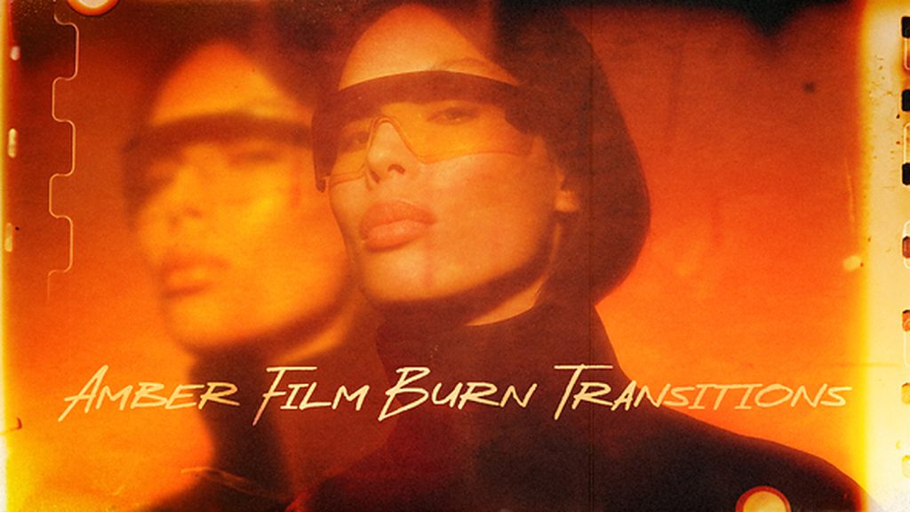 1400_达芬奇模板动感转场视频模板 Amber Film Burn Transitions