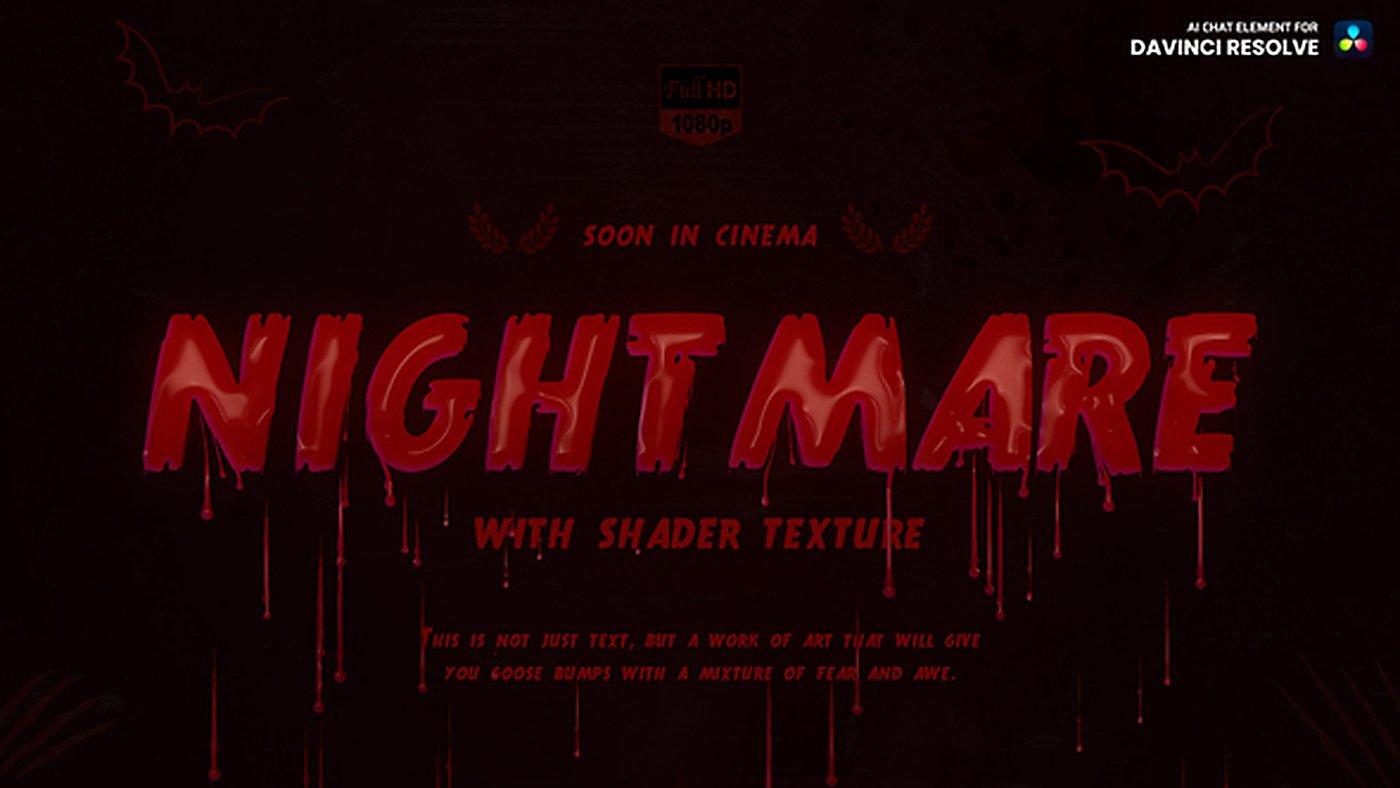 1404_达芬奇模板动态标题视频模板 Halloween Scary Blood Drip Titles