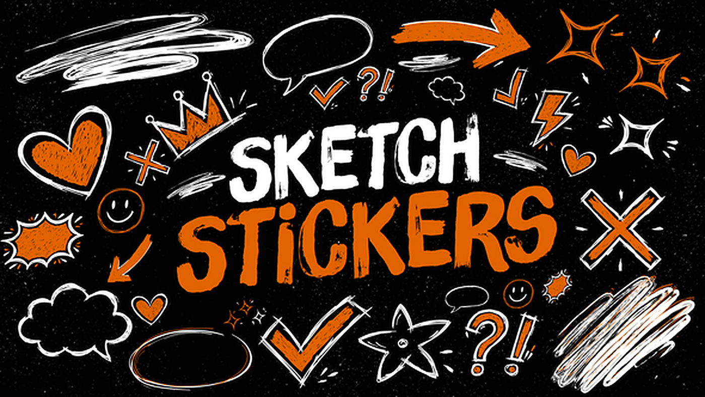 1411_达芬奇模板创意素材视频模板 Sketch Stickers