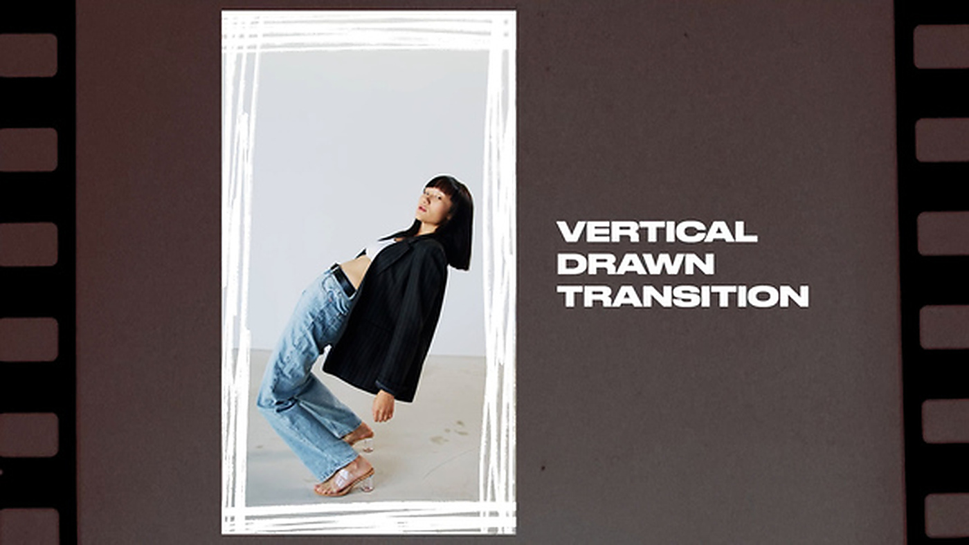 1456_达芬奇模板垂直竖屏手绘涂鸦线条转场 Vertical Drawn Transition